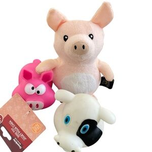 PET Squeaky Plastic Pig Fur Pig Plastic Cow New Never Used